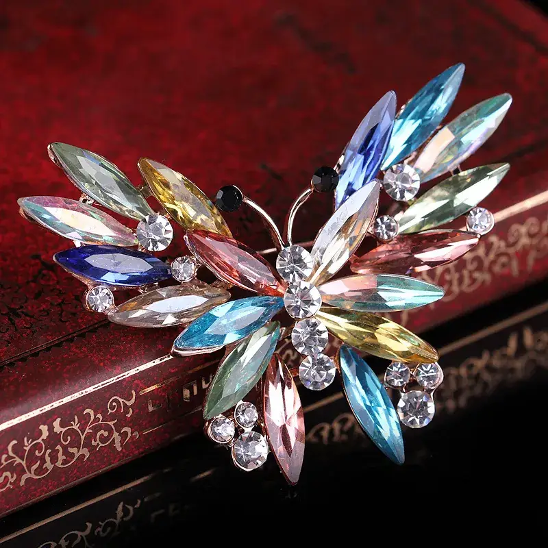 Crystal Butterfly Brooch for Women's Clothing Accessories