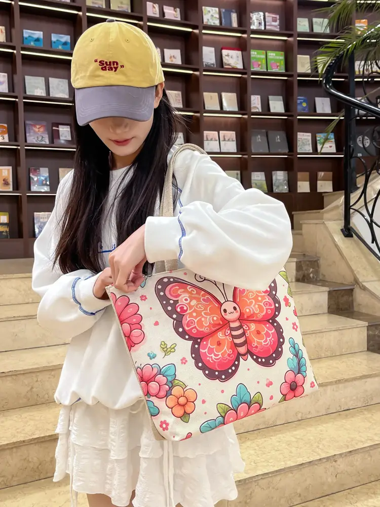 Butterfly Canvas Shoulder Bag for Women - Image 12