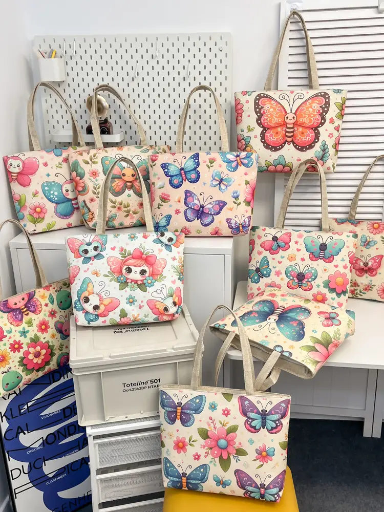 Butterfly Canvas Shoulder Bag for Women - Image 15