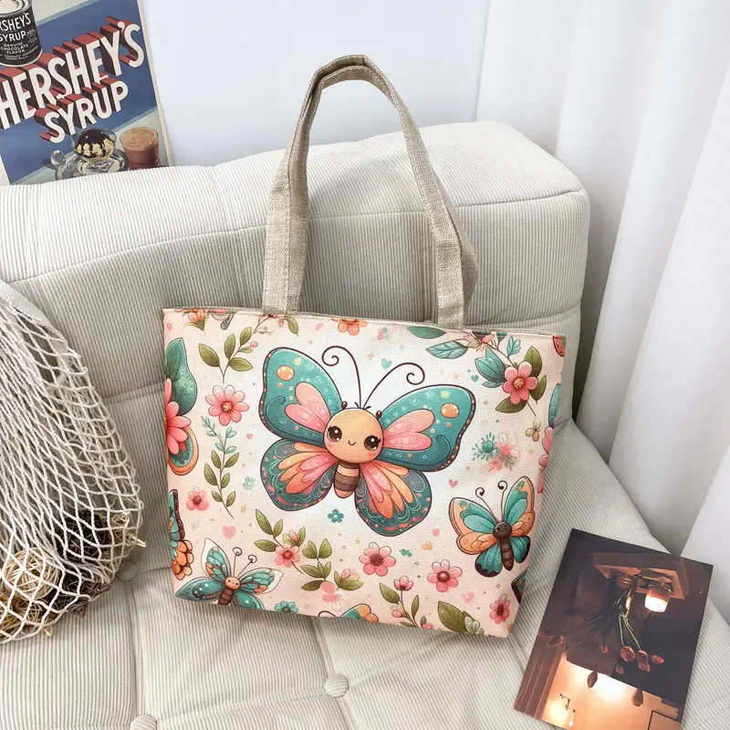 Butterfly Canvas Shoulder Bag for Women - Image 4