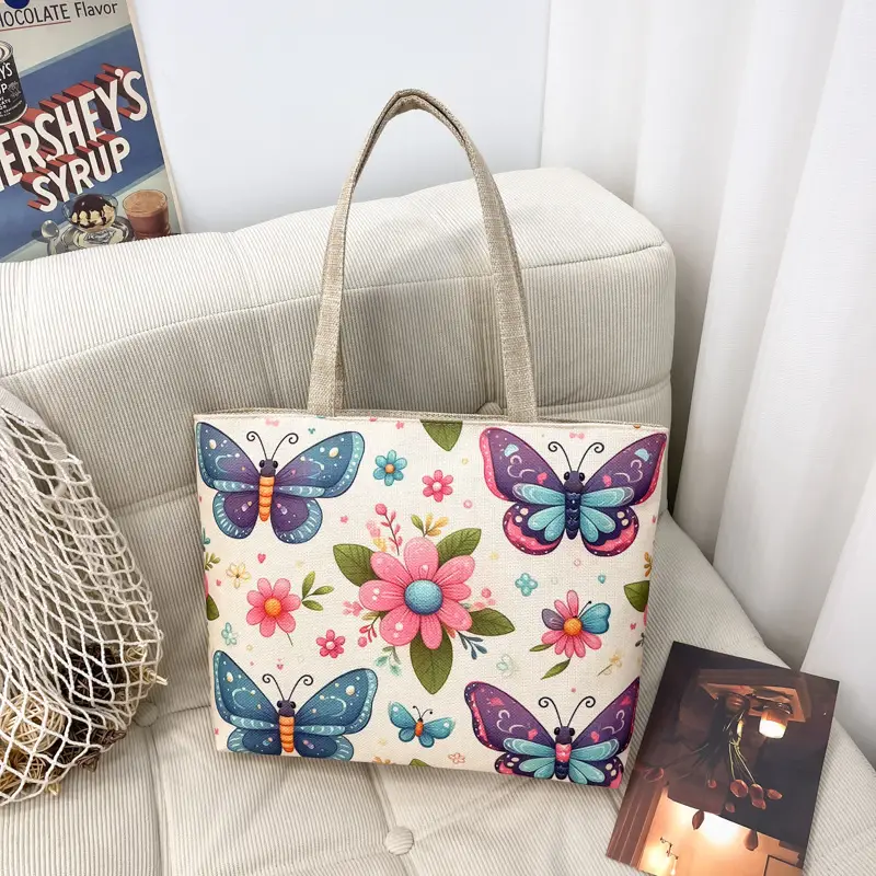 Butterfly Canvas Shoulder Bag for Women - Image 5