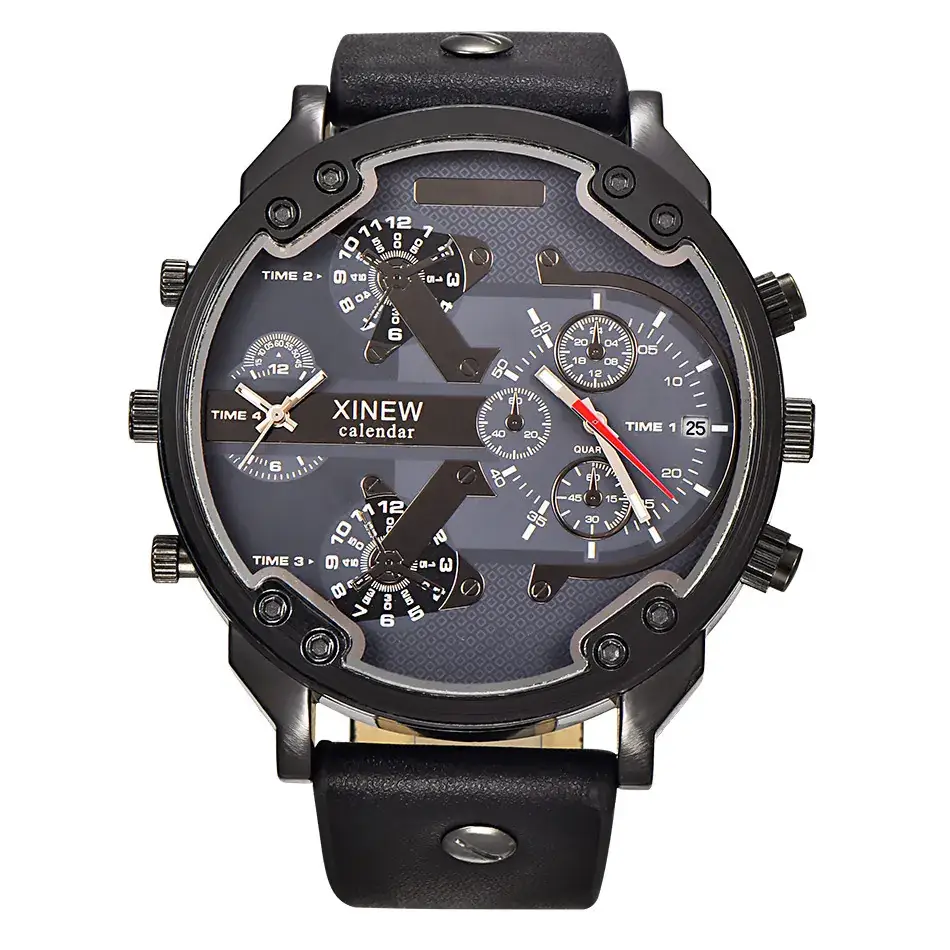 Men's Rose Gold Chronograph Watch 5.5cm Black Dial - Image 11