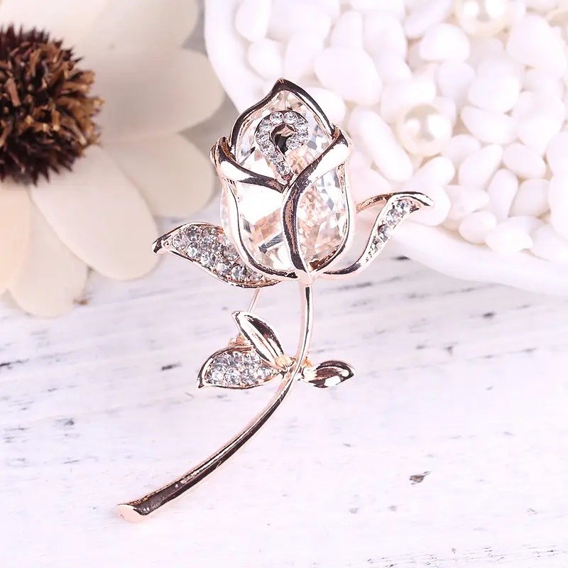 Lanhao Rose Crystal Rhinestone Brooch for Women - Image 8