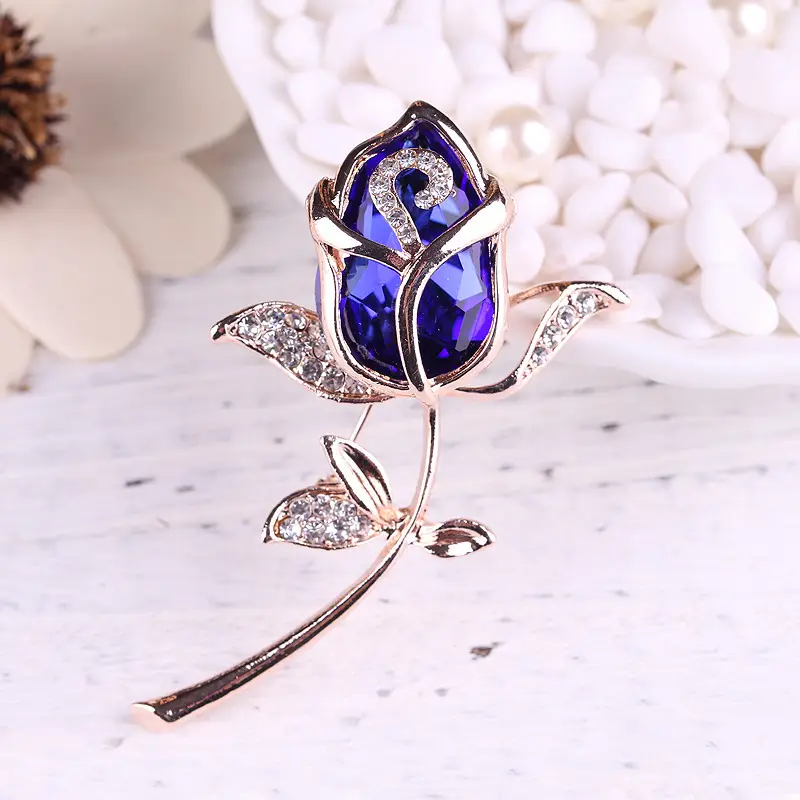 Lanhao Rose Crystal Rhinestone Brooch for Women - Image 2