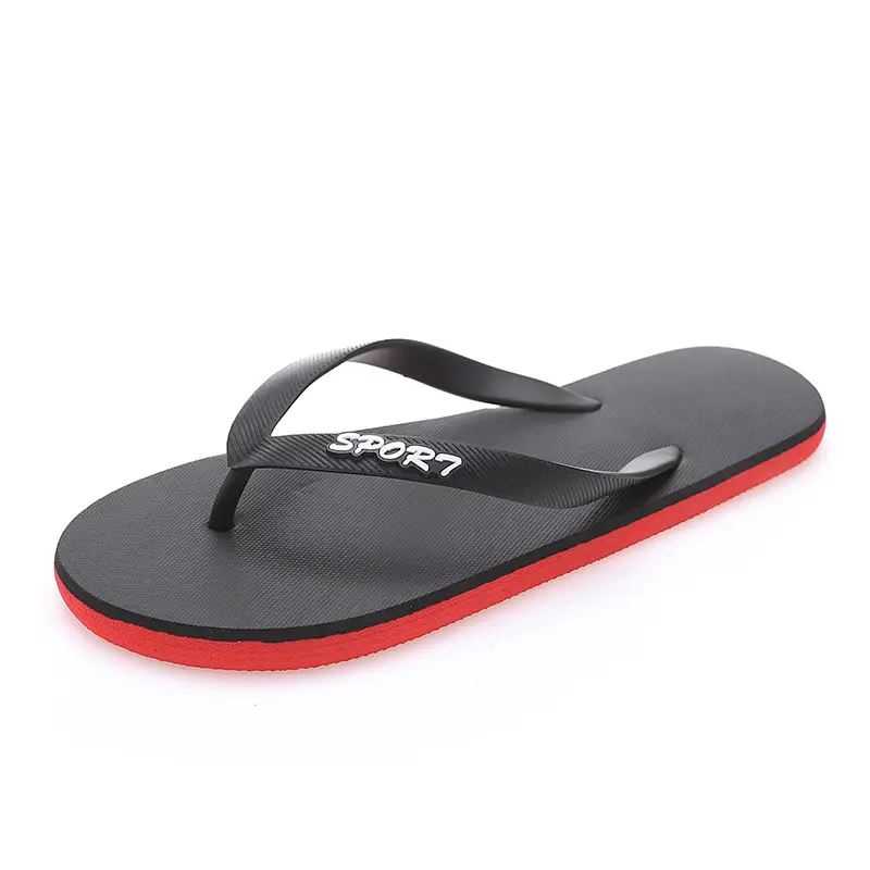 Men's Summer Flip Flops Black Rubber Casual Sandals