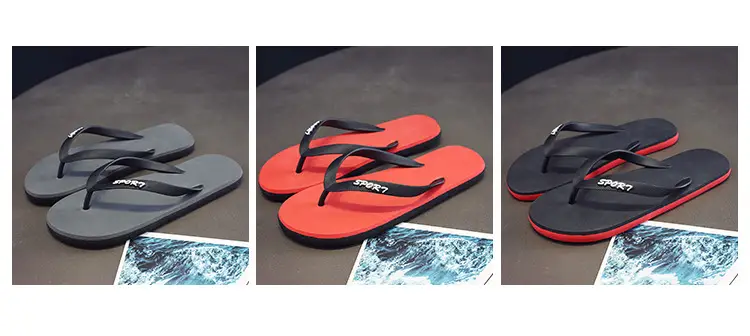 Men's Summer Flip Flops Black Rubber Casual Sandals — feature 4