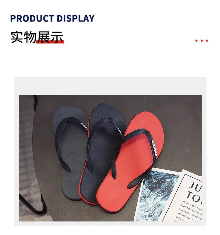 Men's Summer Flip Flops Black Rubber Casual Sandals — feature 8