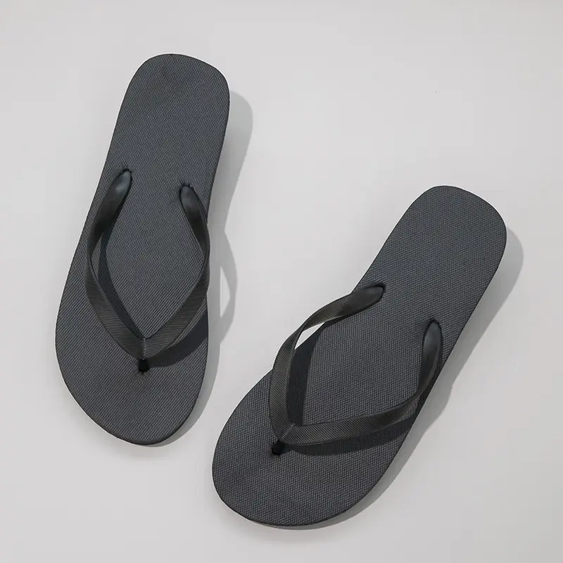 Men's Summer Flip Flops Black Rubber Casual Sandals