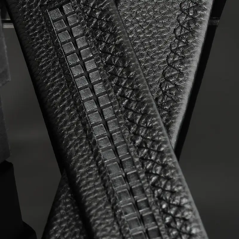 Men's Black Leather Belt with Automatic Buckle