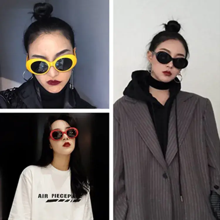 Plinth Retro Oval Sunglasses Black