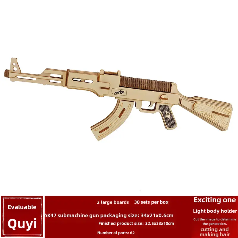 Wooden 3D Ak47 Rifle Toy for Boys - Image 3