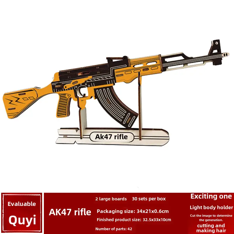 Wooden 3D Ak47 Rifle Toy for Boys - Image 4