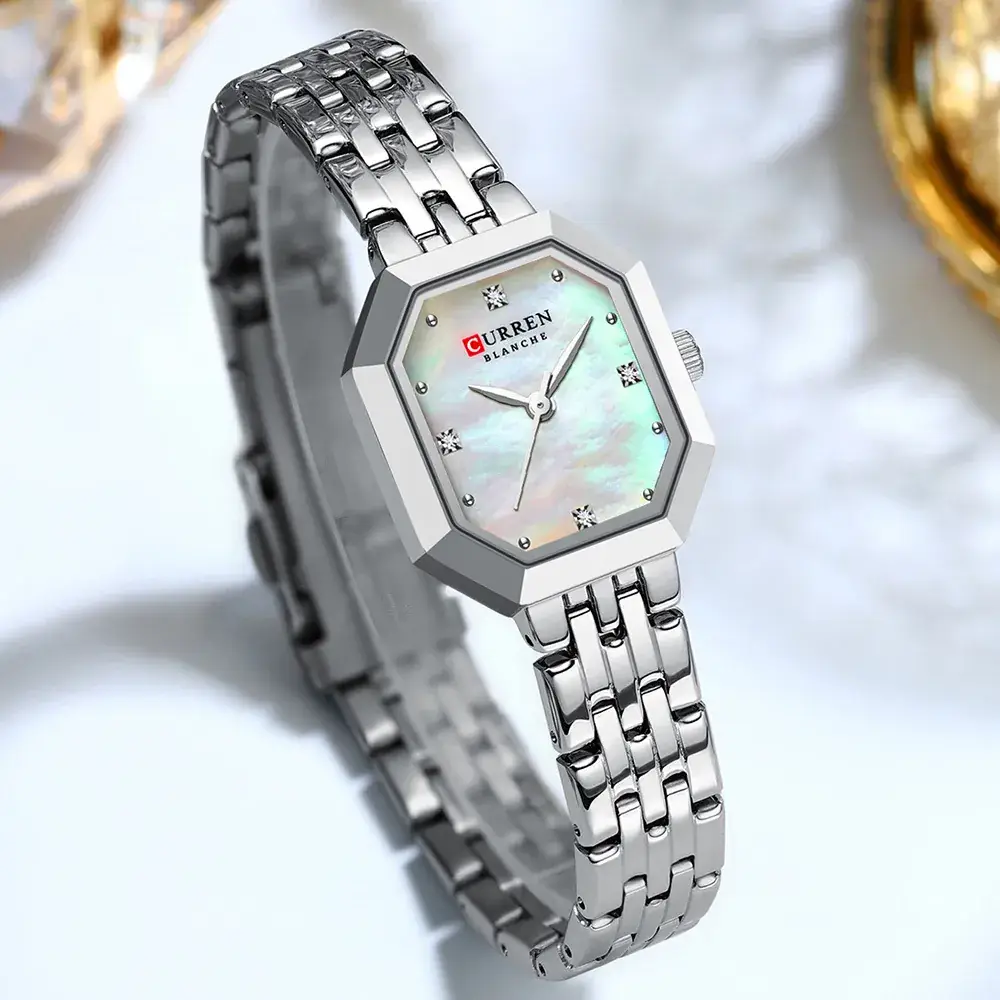 Gold Women's Quartz Watch with Green Dial & Steel Band - Image 7