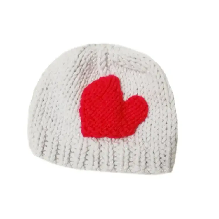 Red Heart Knitted Wool Hat for Girls