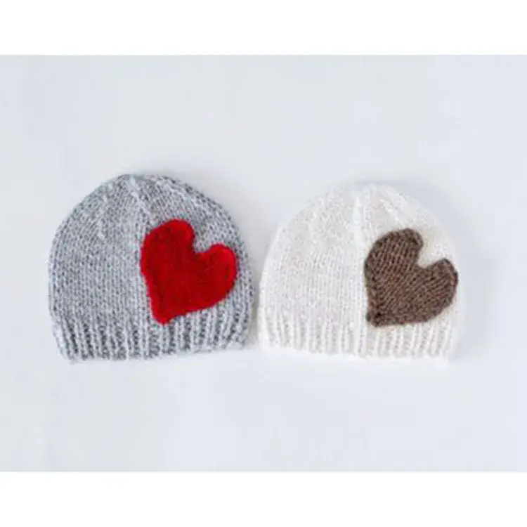 Red Heart Knitted Wool Hat for Girls