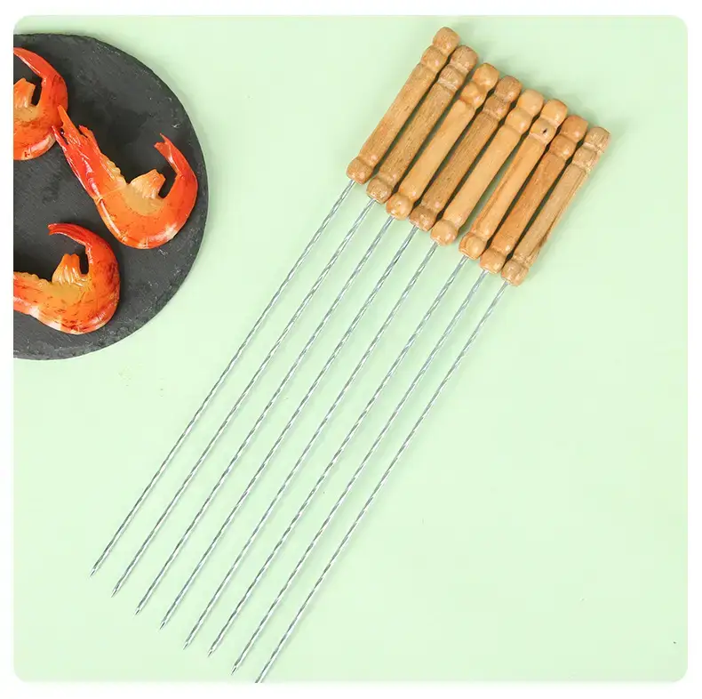 Stainless Steel BBQ Skewers Wooden Handles — feature 26