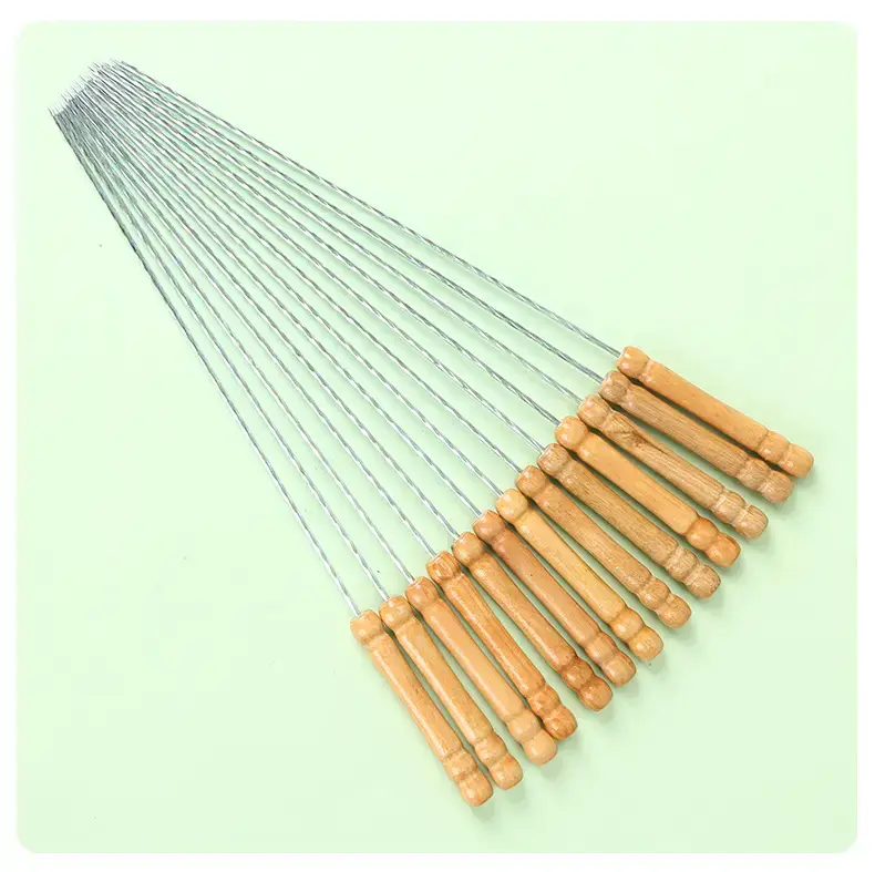 Stainless Steel BBQ Skewers Wooden Handles — feature 27