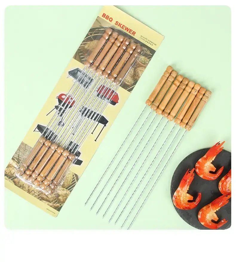 Stainless Steel BBQ Skewers Wooden Handles — feature 28