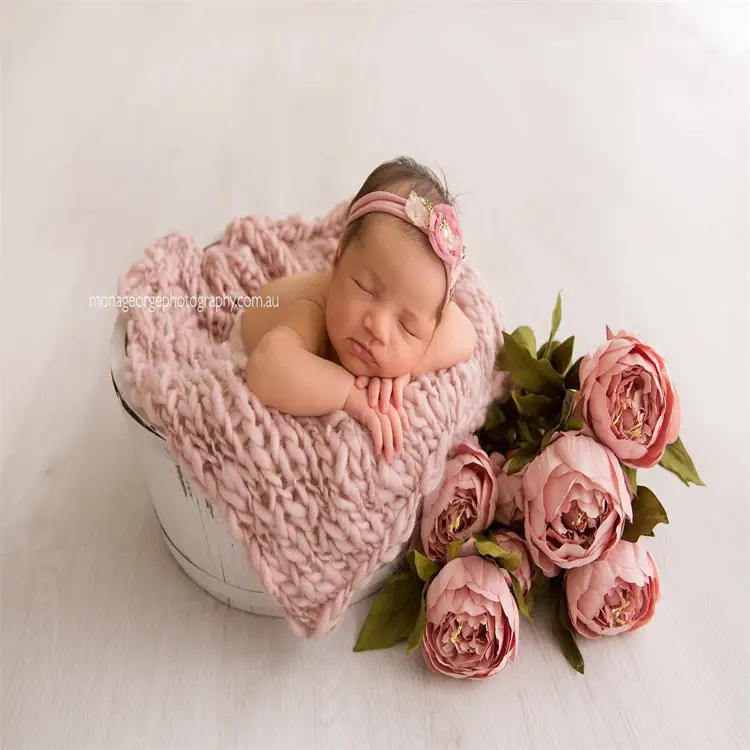 Newborn Baby Photo Blanket Pink Soft Cloth