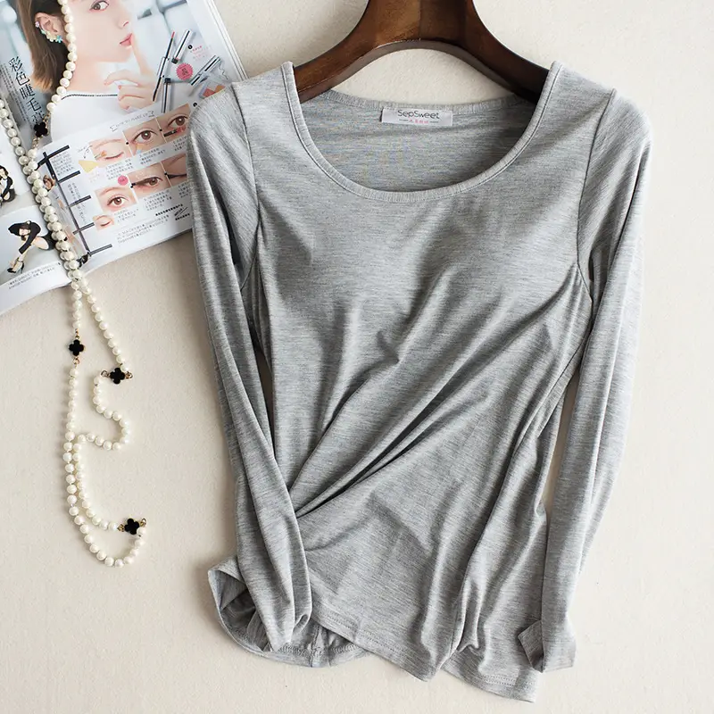 Women's Pink Modal Slim Fit Top with Chest Pad Large - Image 2