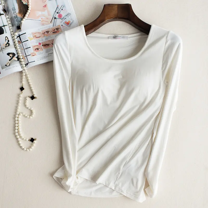 Women's Pink Modal Slim Fit Top with Chest Pad Large - Image 4