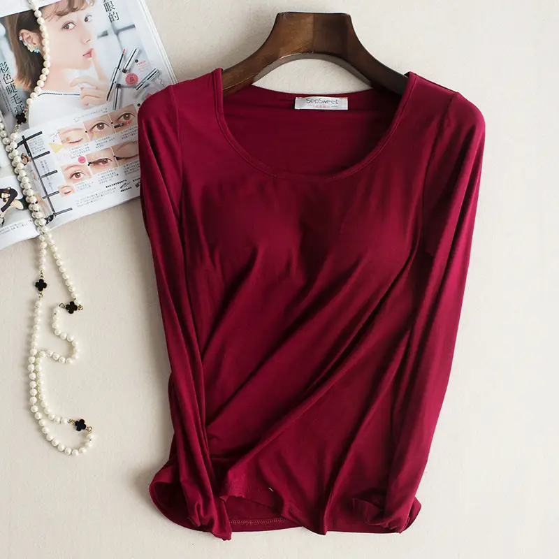 Women's Pink Modal Slim Fit Top with Chest Pad Large - Image 6