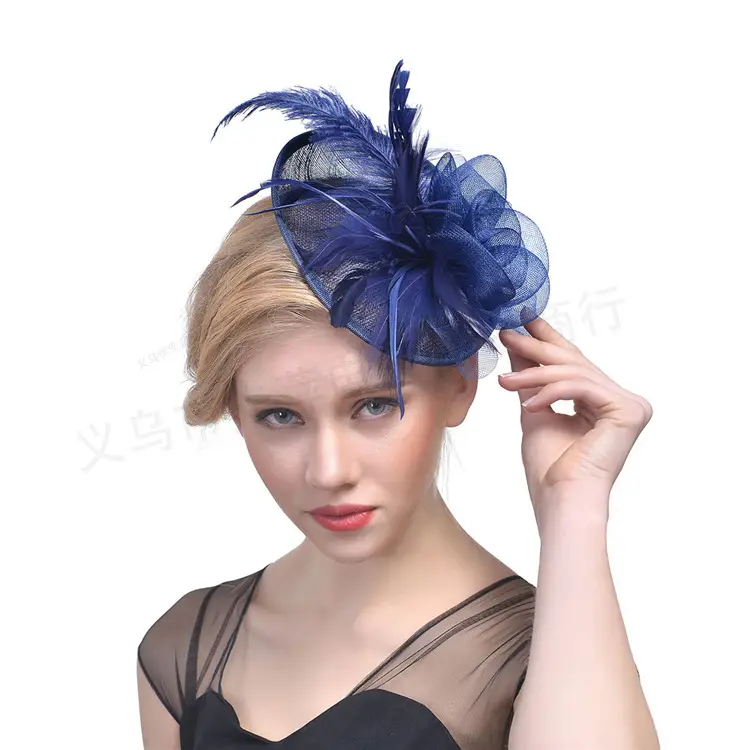 Pink Feather Mesh Bridal Hat for Women - Image 23