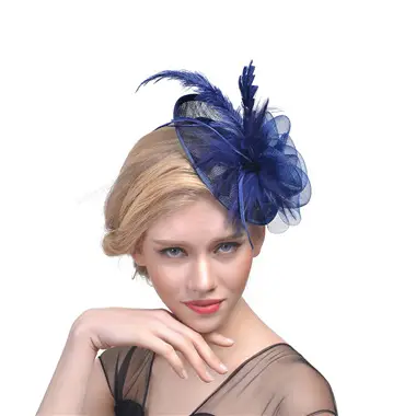 Pink Feather Mesh Bridal Hat for Women - Image 11