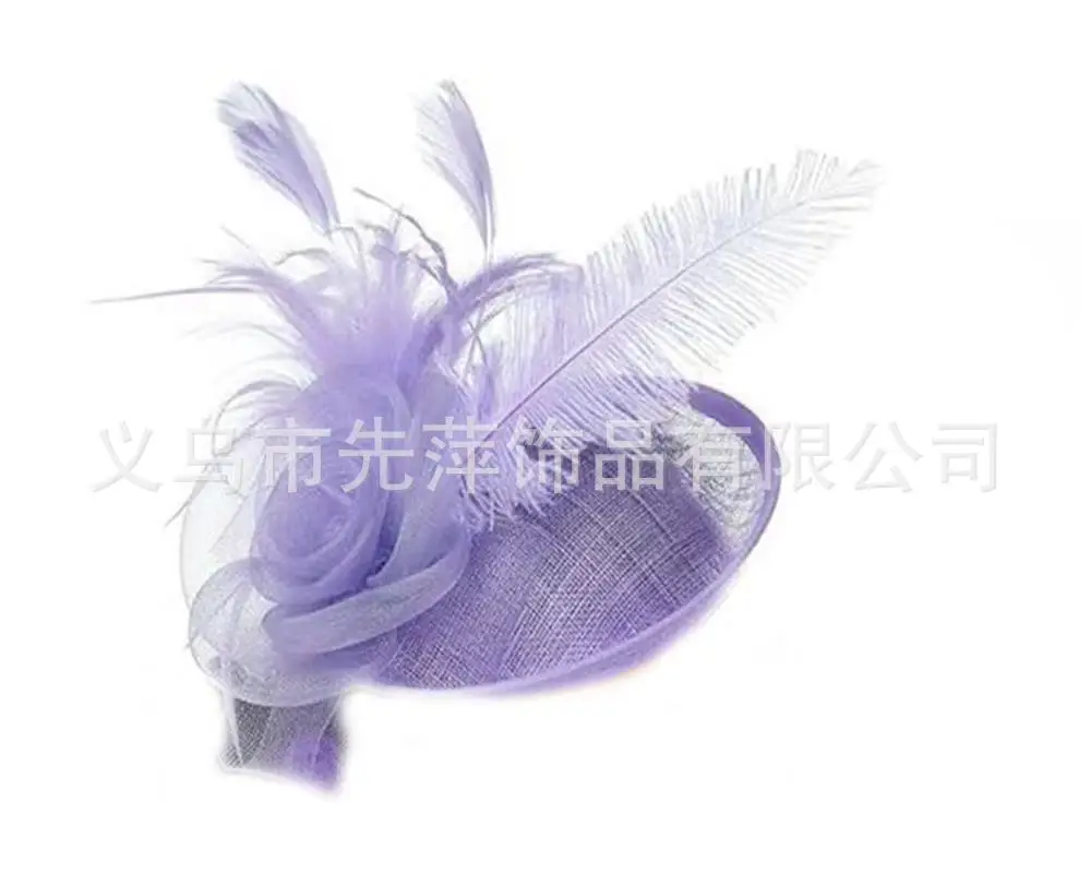 Pink Feather Mesh Bridal Hat for Women - Image 17