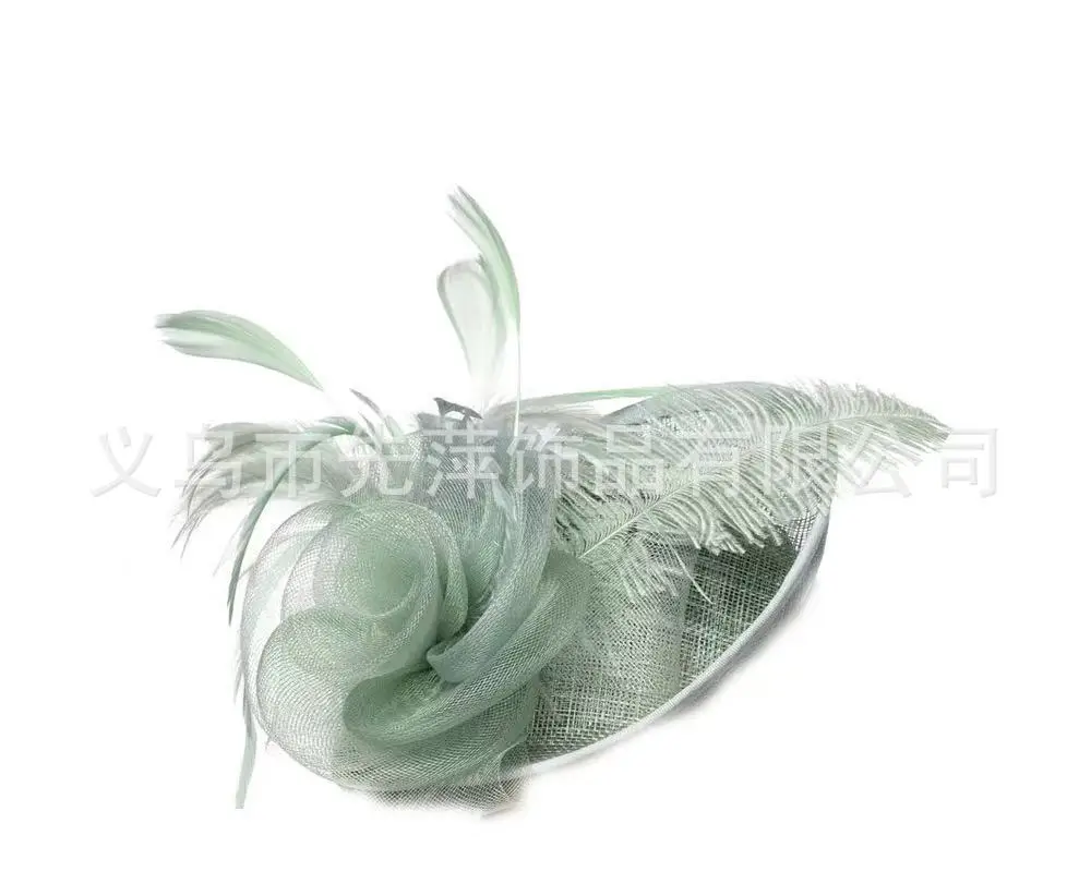 Pink Feather Mesh Bridal Hat for Women - Image 18