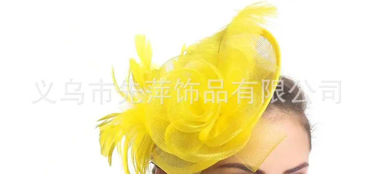 Pink Feather Mesh Bridal Hat for Women - Image 20