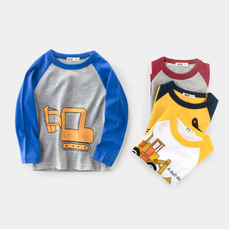Kids Korean Long Sleeve T-Shirt Blue Grey - Image 7