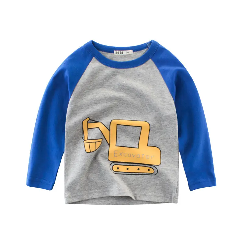 Kids Korean Long Sleeve T-Shirt Blue Grey - Image 9