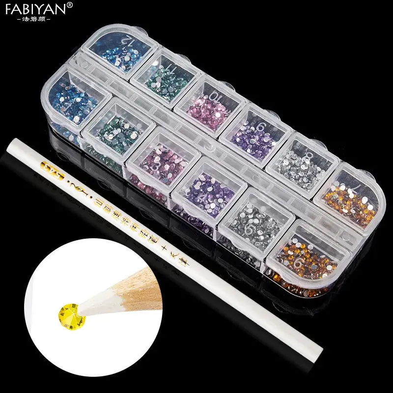 12 Color Acrylic Rhinestone Nail Art Set - Image 3