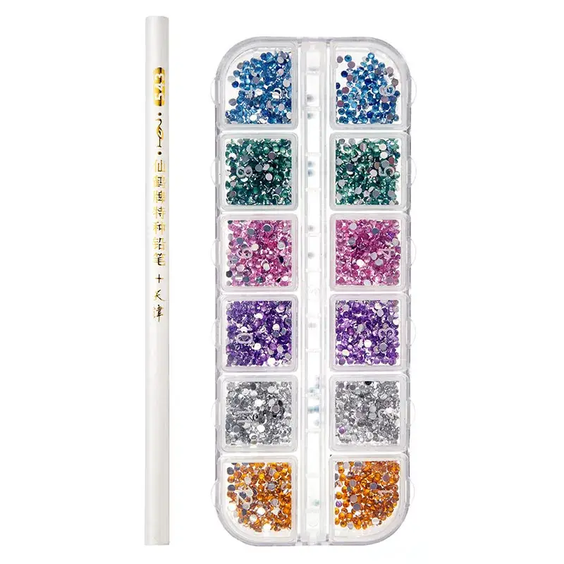 12 Color Acrylic Rhinestone Nail Art Set - Image 5
