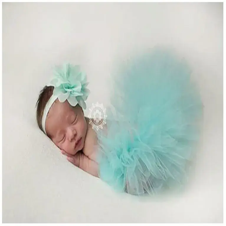 Newborn Pettiskirt Baby Rabbit Skirt Blue Studio Photography - Image 3