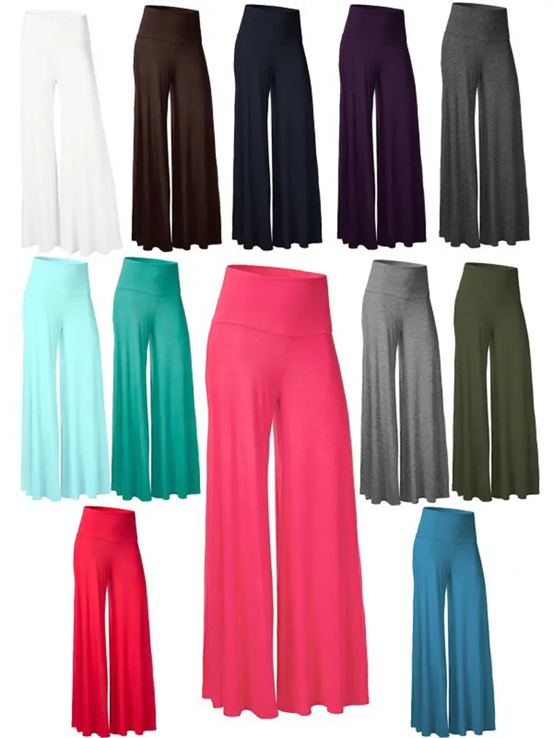 White Wide Leg High Waist Pants for Women - Image 10