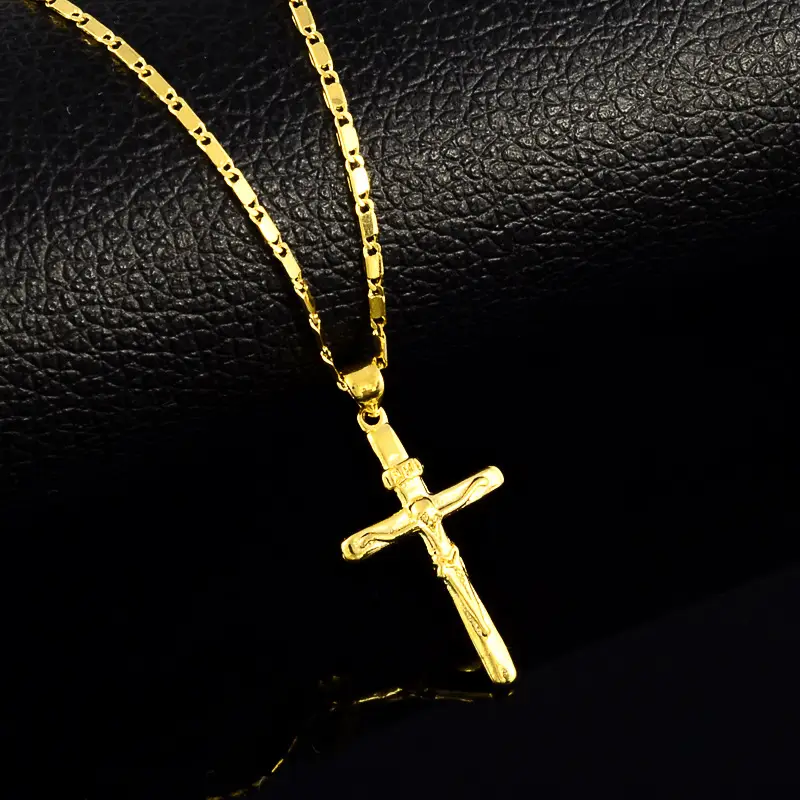 Gold Cross Necklace with Anti-Allergy Chain - Image 2