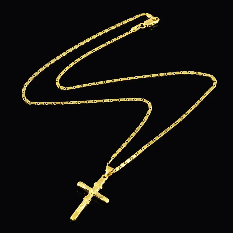 Gold Cross Necklace with Anti-Allergy Chain - Image 3