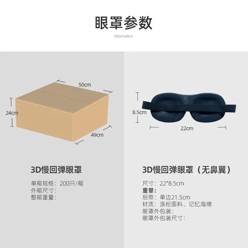 3D Slow Rebound Eye Mask Grey Memory Foam — feature 12