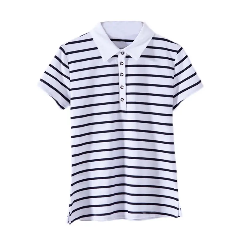 Women Striped Polo T-Shirt Summer Slim Fit - Image 8
