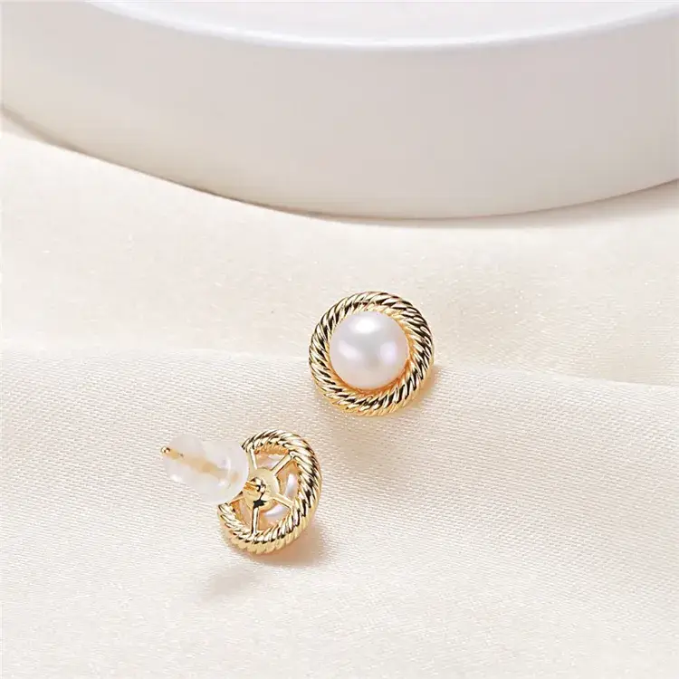 S925 Silver Pearl Pin Earrings Wholesale Color Retention - Image 2