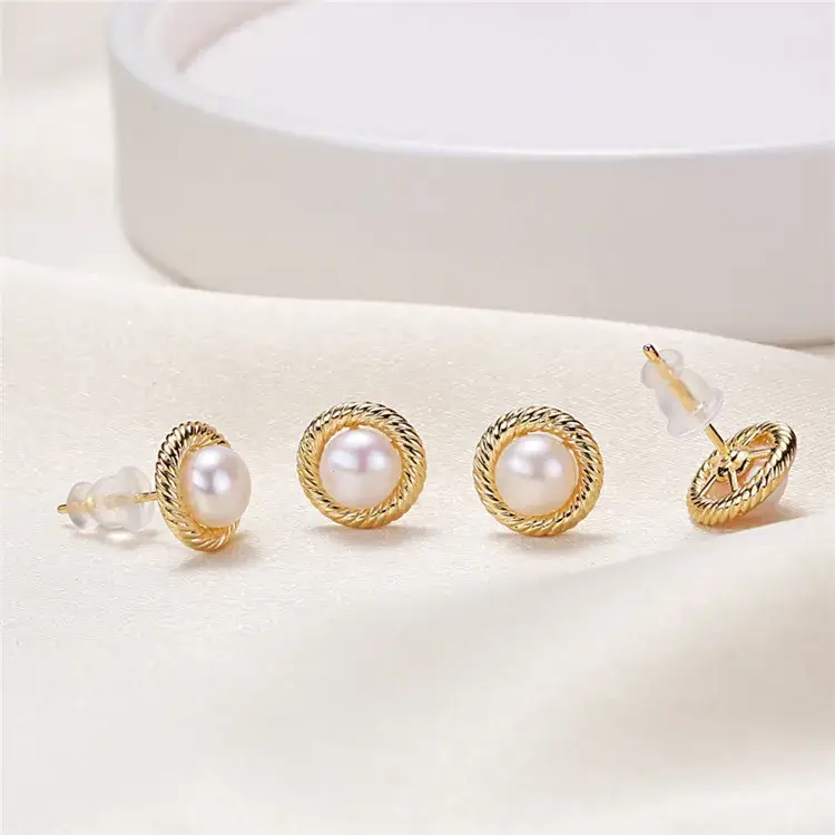 S925 Silver Pearl Pin Earrings Wholesale Color Retention - Image 3