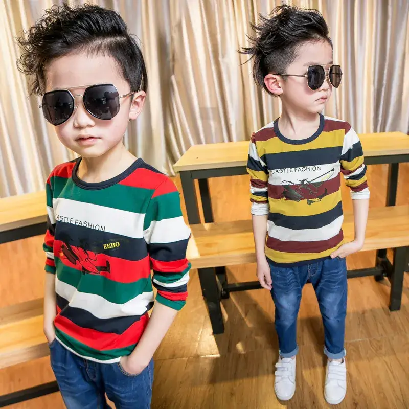 Kids Striped T-Shirt Large Boys Korean Base 703 - Image 3