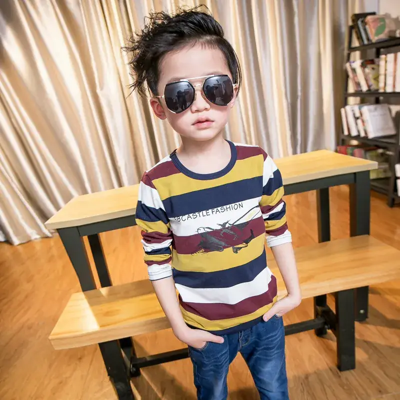 Kids Striped T-Shirt Large Boys Korean Base 703 - Image 4