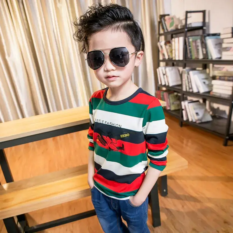 Kids Striped T-Shirt Large Boys Korean Base 703 - Image 5
