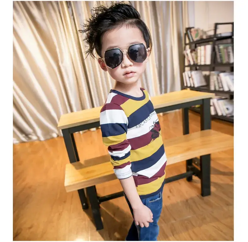 Kids Striped T-Shirt Large Boys Korean Base 703 - Image 2