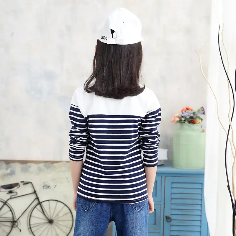 2022 Girls Striped Cotton T-Shirt Korean Style - Image 7