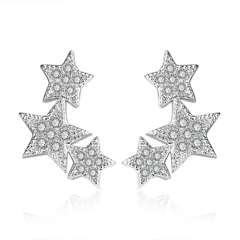 Women's Silver Plated Star Earrings with Micro-Ilaid Zircon - Image 5