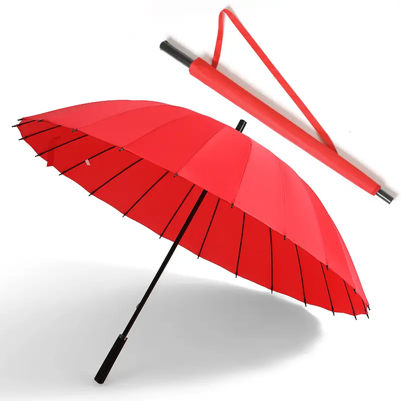 Oversized Black Umbrella for Men Women 24 Bone Handle